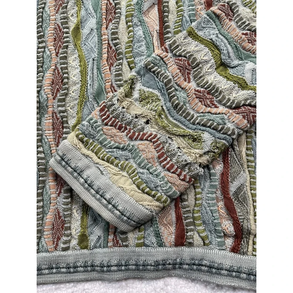 COOGI Women's 3D Cable Knit Crew Neck Size XL Sage Green Colorful 90's - Picture 3 of 13